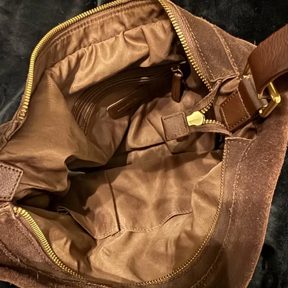 Lands End Brown Suede and Leather Bag. Gently used. - Picture 3 of 7
